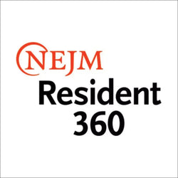 NEJM Resident 360 orange and black logo on a white background