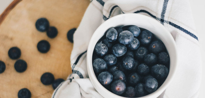 Blueberries in a white bowl