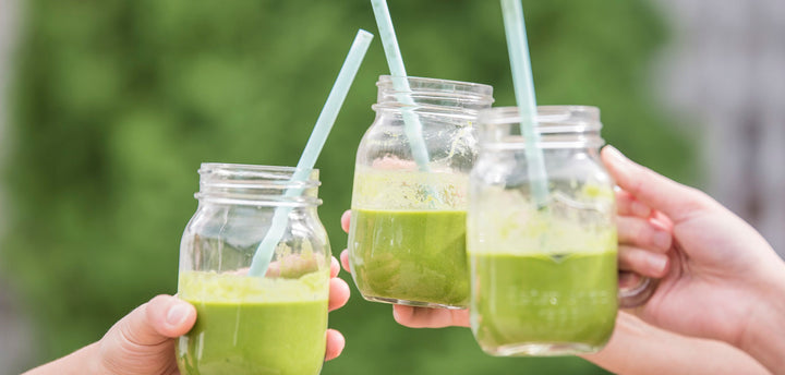 Three glasses of green juice 